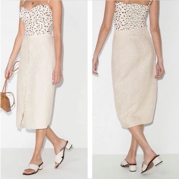 Reformation Dresses & Skirts - Reformation Women’s Fredo 100% linen skirt Sz 12 Beige Quiet Luxury Old Money